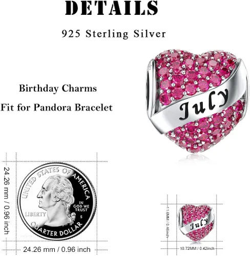 Vista 6 de Abalorio Dalaran de plata de ley 925 con forma de corazón, para brazalete, feliz cumpleaños, para mujer