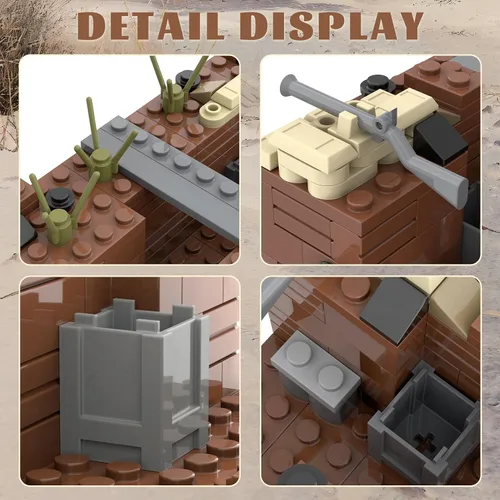 Vista 5 de WW2 Charge Point - Juego de bloques de construcción militares (221 piezas) adecuado para acción militar, minifiguras de combate, escenarios