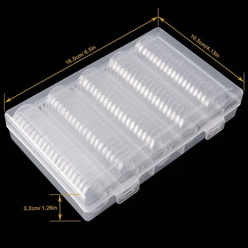 Vista 2 de 100 unidades de 0.984 in para monedas con caja organizadora de almacenamiento de plástico para suministros de colección de monedas