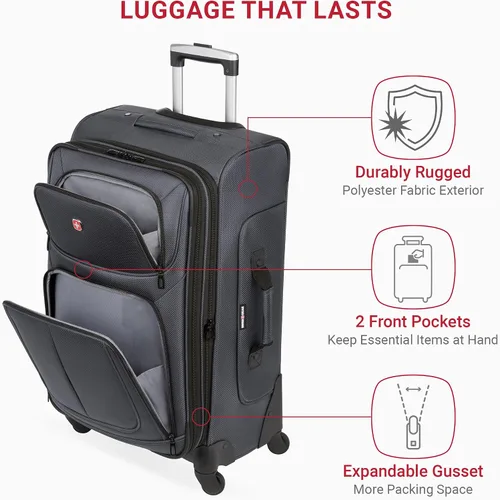 Vista 26 de SwissGear - Equipaje suave expandible Sion con ruedas, Negro