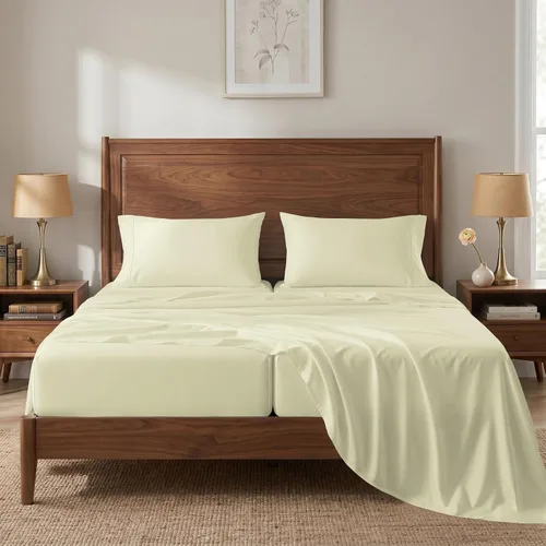 Vista 21 de LANE LINEN Sábanas de cama individual – 450TC algodón peinado de fibra larga de alta calidad, color blanco Soft & Breathable Twin Sheet &