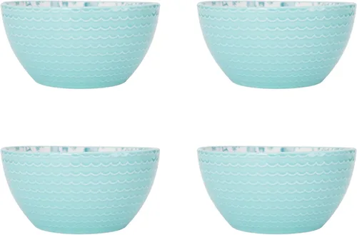 Vista 6 de Pfaltzgraff Venice - Juego de vajilla de gres de 16 piezas, servicio para 4, combinación de colores aqua y blanco, duradero y resistente a astillas
