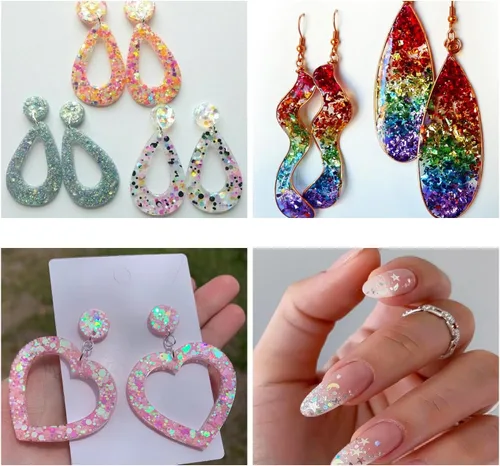 Vista 6 de Brillantina holográfica para manualidades, mezcla gruesa y fina, juego de 40 colores, cosmética para rostro, ojos, cabello, cuerpo, arte de uñas