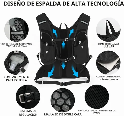 Vista 3 de IX INOXTO Hydration Pack Backpack, Lightweight Water Backpack with 2L Hydration Bladder Daypack for Men Women,Running Hydration Vest for Trail