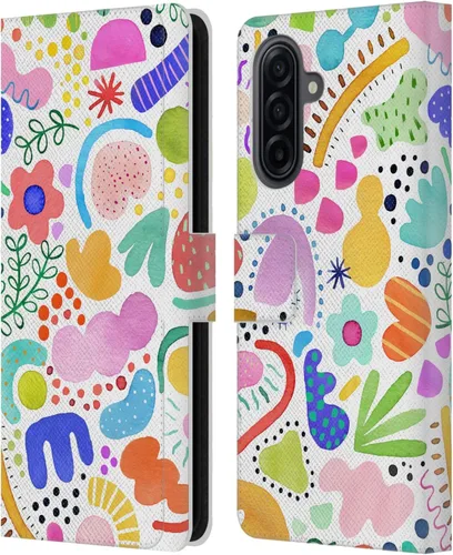 Vista 267 de Head Case Designs Officially Licensed Ninola Brushstrokes Black Summer Patterns Leather Wallet Case Compatible with Samsung Galaxy A07 4G