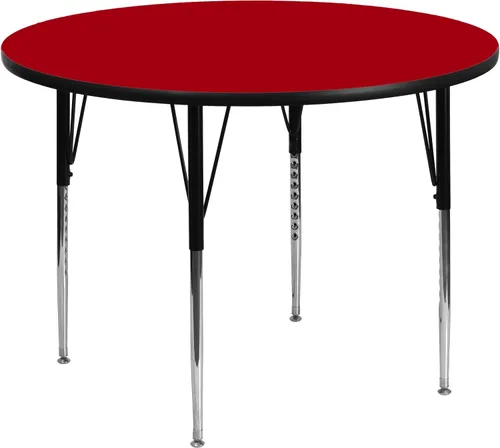 Vista 9 de Flash Furniture Wren - Mesa redonda de actividades laminadas térmicas grises de 48 pulgadas, patas ajustables en altura estándar