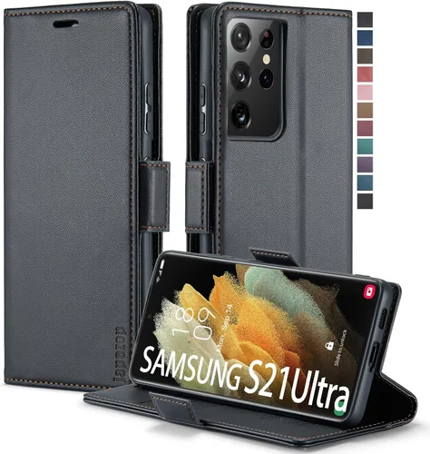 Vista 41 de Funda tipo cartera para Samsung Galaxy S21 5G con bloqueo RFID, color negro