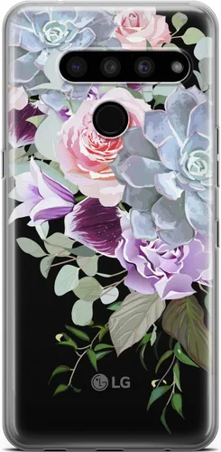 Vista 14 de Mertak Funda transparente compatible con LG Stylo 6 5 4 K61 K51S K41S K30 K20 Q70 Q60 diseño azul ligero flexible diseño suculento mujeres hojas