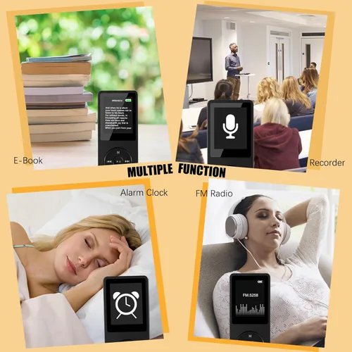 Vista 4 de Reproductor de MP3 con Bluetooth y altavoz, reproductor de música MP3 de 32 GB, extensión de almacenamiento de hasta 128 GB, reproductores MP3