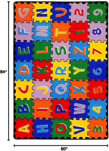 Vista 2 de champion rugs Alfombra de juegos para niños/habitación de bebé/guardería/aula/sala de juegos, letras del alfabeto de Abc, números, rompecabezas