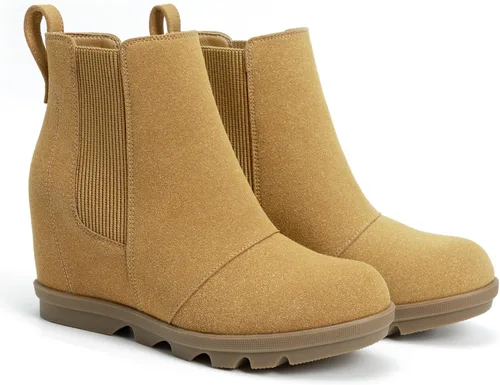 Vista 8 de Athlefit - Botas de cuña para mujer, botines cómodos al tobillo marrón (02Brown)