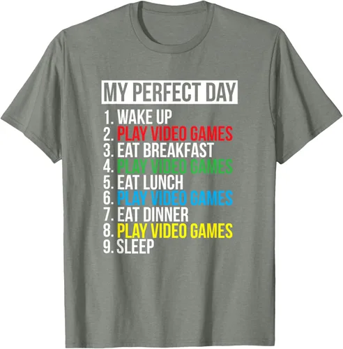 Vista 26 de My Perfect Day" - Camiseta negra de ajuste clásico, cuello redondo, manga corta, poliéster y algodón, Negro