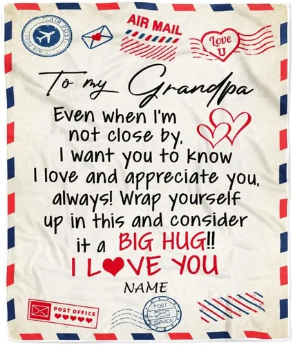 Vista 15 de Manta de forro polar personalizada con texto en inglés «To My Grandad» de Grandkids I Love You Hugs con texto en inglés «To My Grandad»