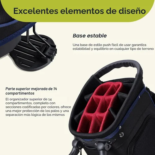 Vista 3 de GoHimal 14-Way Lightweight Golf Stand Bag with Multiple Pockets Golf Bags for Men with Auto-Stand, Smart Storage with 10 Pockets, Ergonomic Padded