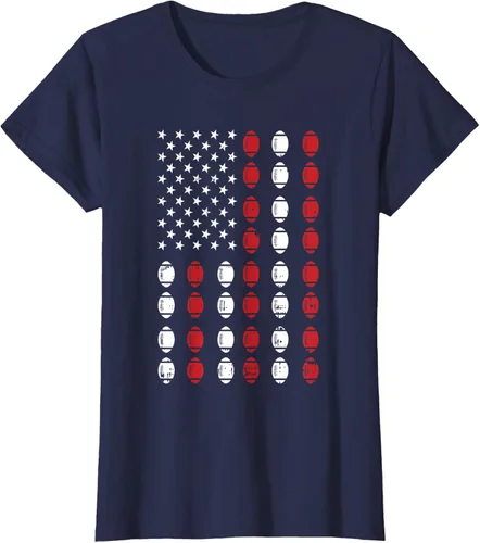 Vista 30 de Camiseta patriótica de jugador atleta del 4 de julio de fútbol americano, Negro