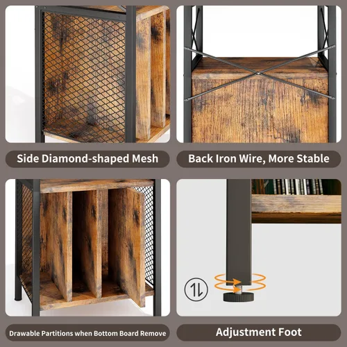 Vista 4 de Soporte para tocadiscos de 3 niveles, tocadiscos de almacenamiento de discos de vinilo para discos de vinilo, mesa de tocadiscos con capacidad