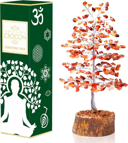 Vista 14 de Árbol de la vida de chakras de aventurina amarilla, árbol de cristal para energía positiva, decoración de Feng Shui, árbol de piedras preciosas