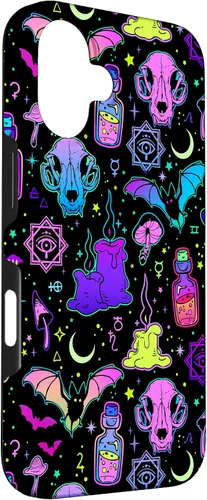 Vista 3 de Funda de brujería mágica para iPhone 16 con diseño gótico pastel de Halloween