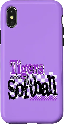 Vista 5 de Tigers Softball Mom Purple Tiger Pride Game Day School Case for iPhone 17