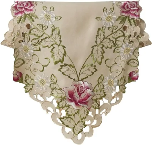 Vista 10 de DECOZEN Camino de Mesa Navideño Dorado con Ciruela – Bufanda Decorativa Bordada para Comedor y Tocador para Mesas Navideñas, Bodas y Fiestas – 14 x