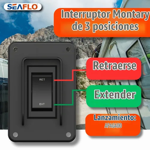 Vista 6 de SEAFLO Interruptor de balancín de potencia con interruptor de gato estabilizador, máximo 30 amperios, 12 V/24 V, extensión retráctil, arnés