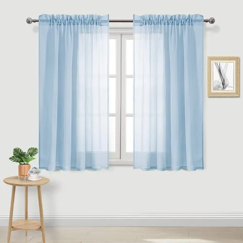 Vista 76 de DWCN Cortinas Transparentes Aqua de Voile Semitransparente con Bolsillo para Barra para Dormitorio y Sala de Estar, 36 x 36 pulgadas de Largo, Juego