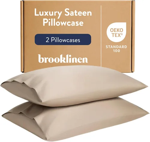 Vista 19 de Brooklinen Juego de fundas de almohada de satén de lujo con calidad de Blanco