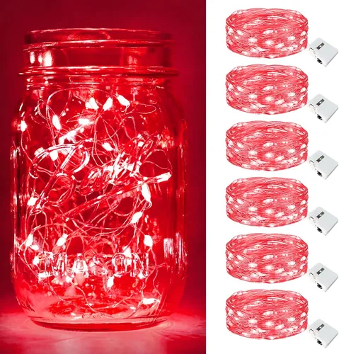 Vista 24 de btfarm - Paquete de 6 luces de hadas con pilas, luces parpadeantes con 3 modos