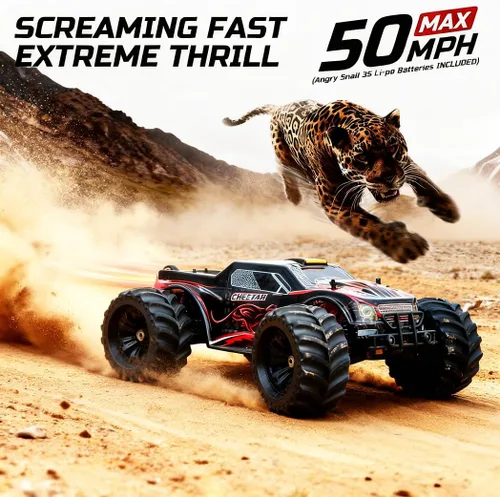 Vista 2 de JLBRACINGRC Auto RC sin escobillas de 1/10 para adultos, rápido 50+ mph de alta velocidad RTR RC camión, camión monstruo todoterreno 4WD, auto