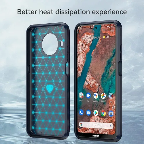 Vista 7 de Asuwish Funda para Nokia X100 5G con protector de pantalla de vidrio templado y accesorios para celda, silicona protectora delgada de goma suave Azul