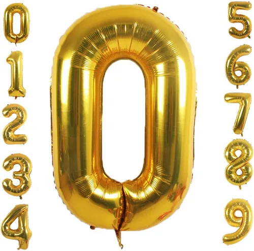 Vista 3 de Globos de papel de aluminio dorado (número 1, 40 pulgadas)