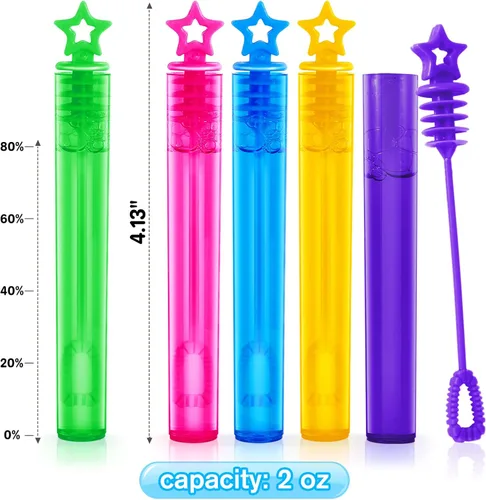 Vista 2 de Letapapa Varita de burbujas, 200 mini varitas de burbujas a granel en 10 colores, recuerdos de fiesta de burbujas para niños, juguetes de verano
