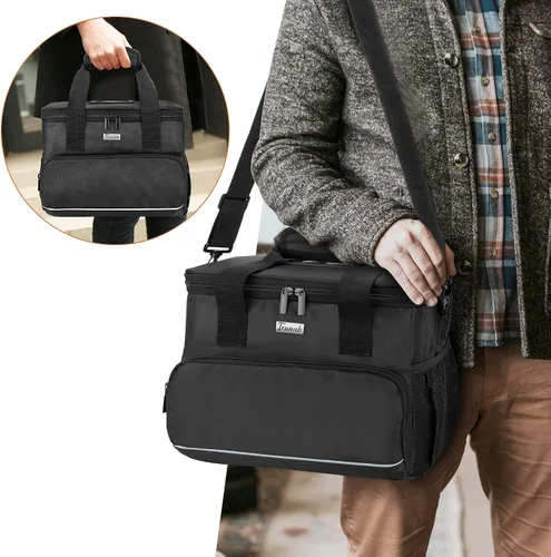 Vista 5 de Trunab Transportador de bebidas reutilizable de 6 tazas para entrega con separadores ajustables, asa con correa de transporte, bolsa aislada