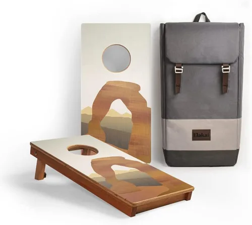 Vista 12 de Elakai National Parks Series - Tablas de Cornhole de viaje premium con estuche de transporte, mochila de 1 x 2 Marrón