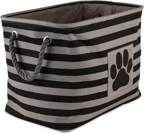 Vista 54 de Bone Dry - Cesta de almacenamiento para mascotas, diseño de parche de pata rayado, aguamarina, rectángulo pequeño