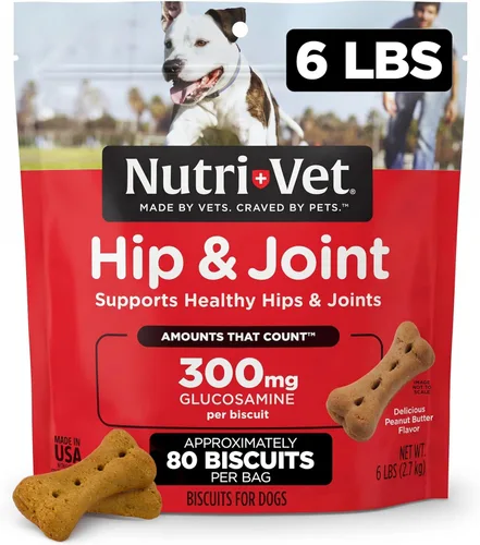 Vista 8 de Nutri-Vet Galletas de cadera y articulaciones para perros, suplemento de movilidad de razas grandes, 300 mg de glucosamina por golosina para perros