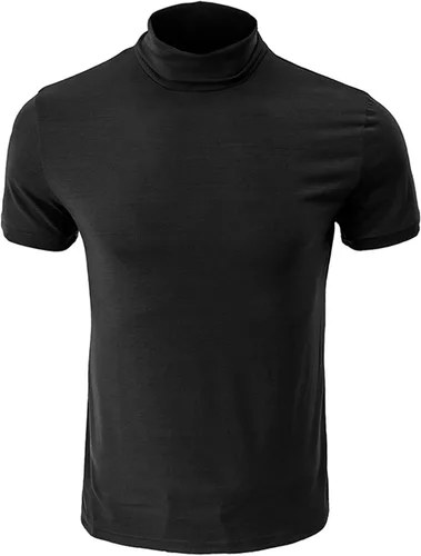 Vista 2 de Camiseta básica de manga corta con cuello alto falso para hombre