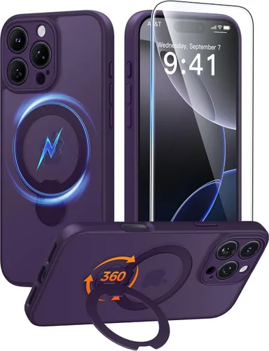 Vista 55 de FNTCASE Funda para Samsung Galaxy Z Flip 8 con soporte magnético giratorio de 360 grados, color negro Compatible con MagSafe, protección completa