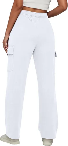 Vista 5 de Pantalones deportivos para mujer, casuales, con forro polar, cintura alta, color sólido, pantalones deportivos con bolsillos