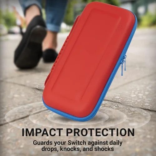Vista 4 de Orzly Funda de transporte para consola OLED Tanami Nintendo Switch con compartimento de almacenamiento de accesorios y juegos, funda fácil