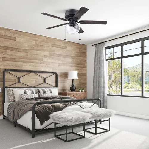Vista 12 de Prominence Home MaCenna 51663-01 - Ventilador de techo LED tradicional de 52 pulgadas con luz de vidrio transparente, cadena de tracción, 5