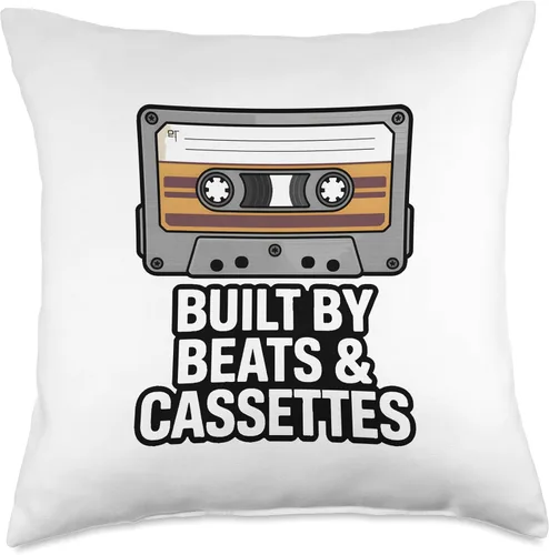 Vista 4 de Built by Beats and Cassettes Retro Music Tape Throw Pillow
