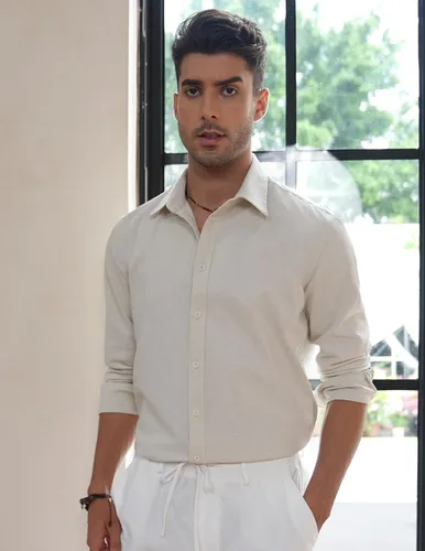 Vista 3 de COOFANDY Camisas casuales de lino de manga larga con botones para hombre