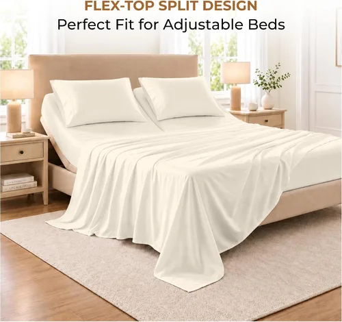 Vista 43 de SGI bedding Sábana Queen de 28 pulgadas con cabecera flexible y parte superior dividida, 100% algodón egipcio - 600 número de hilos, sábanas de 01