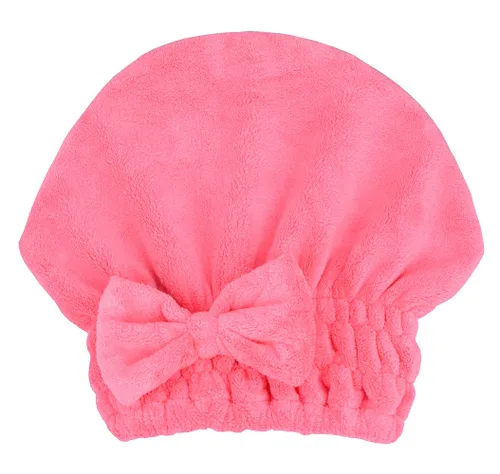Vista 2 de Toallas de microfibra para secar el cabello con gorro de ducha con nudo de lazo, turbante para el cabello, gorro de baño para cabello rizado, corto