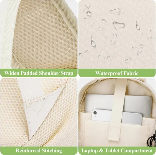 Vista 3 de kadilong Mochila escolar para adolescentes y niñas, lindas mochilas para mujeres, mochila estética para laptop, mochila para la escuela secundaria
