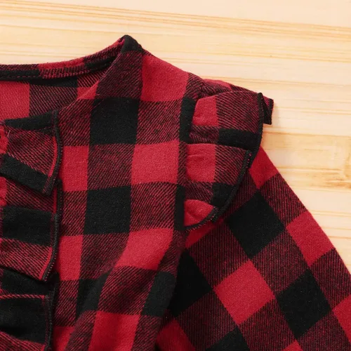 Vista 5 de Vestido de Navidad para niñas pequeñas, con volantes, diseño de búfalo, tutú, tul, vestido de princesa