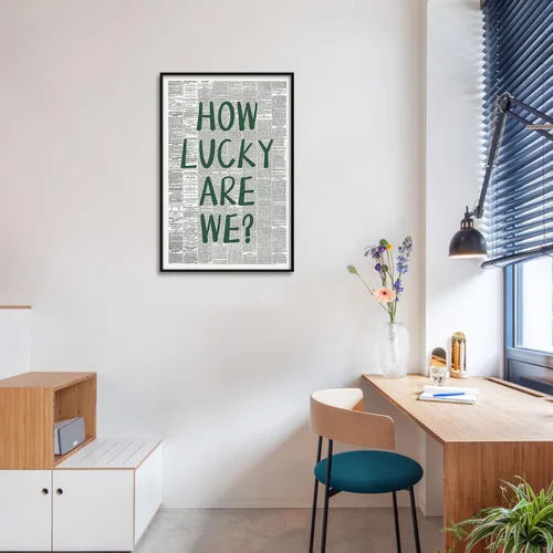 Vista 4 de Arte de pared de afirmaciones diarias moderno con impresión en lienzo positivo, divertido, arte de lo afortunados que somos, impresiones vintage