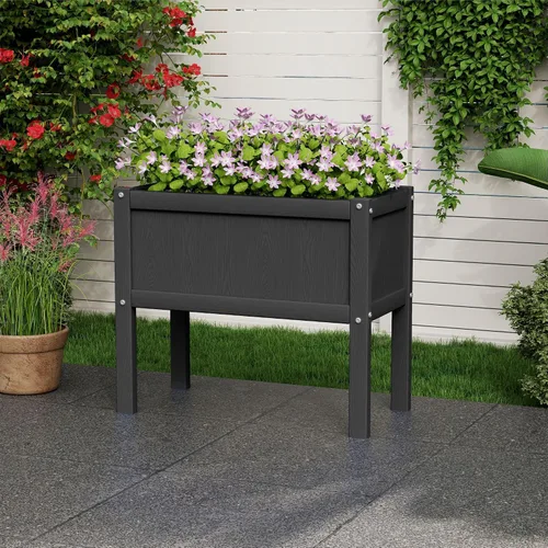 Vista 7 de Cama de jardín elevada con agujeros de drenaje, jardinera elevada impermeable de HDPE con patas, estable y duradera para plantar hierbas, vegetales