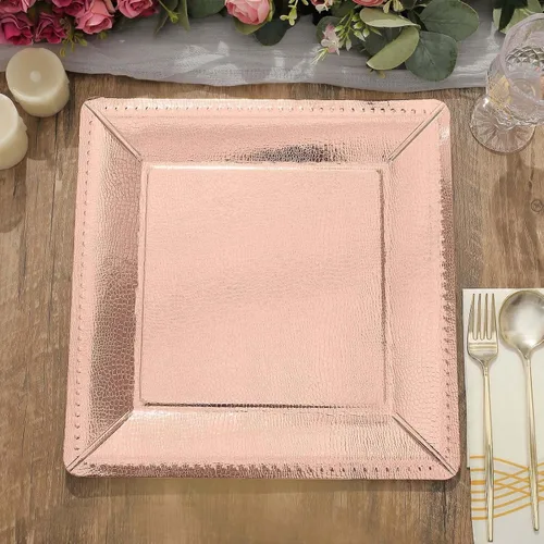Vista 11 de Efavormart - Paquete de 10 bandejas cuadradas de 13 pulgadas, 1100 GSM, de cuero extra rígido con textura de cartón, platos para bodas de otoño